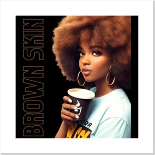 Brown Skin Afro Coffee Beauty Posters and Art